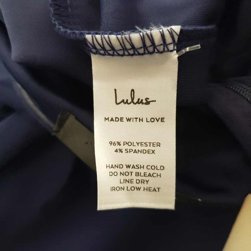 Lulus XL Jumpsuit Power of Love Navy Blue Strapless Popover Wide Leg - Picture 7 of 8